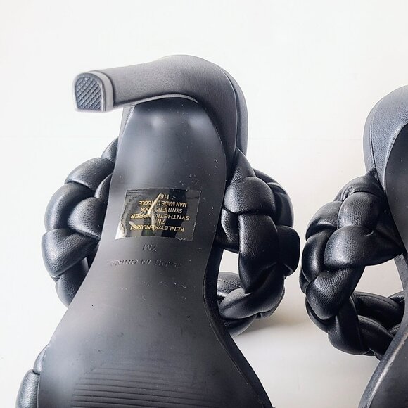 Steve Madden 'Kenley' Chunky Black Braided Leather Sandal Stiletto Heels Size 7 - Picture 10 of 14